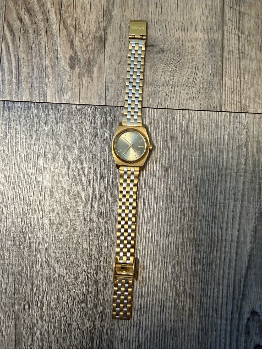 Nixon small time teller Two-Tone Gold and Silver Watch
